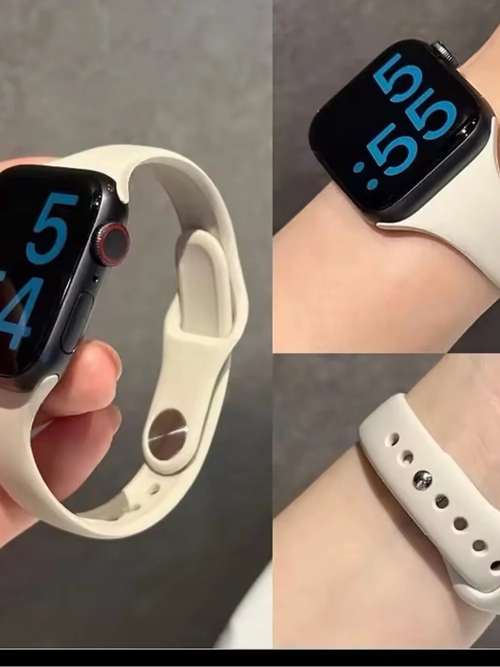 Smartwatch with Burgundy Silicone Band - Compatible Fitness Wearable,Slim case